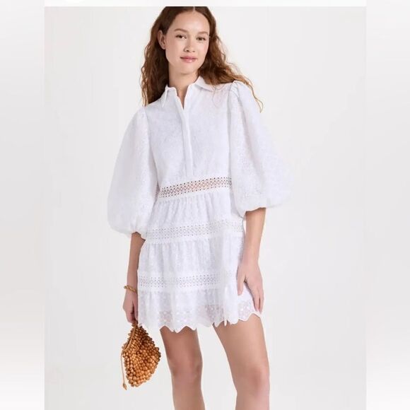 Alice + Olivia Blakesley Blouson Eyelet Mini Dress size 8 NWT $ 495.00 - Picture 6 of 11